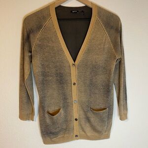 Jil Sander Navy 100% Silk Cardigan Brownn Ombre Size M
